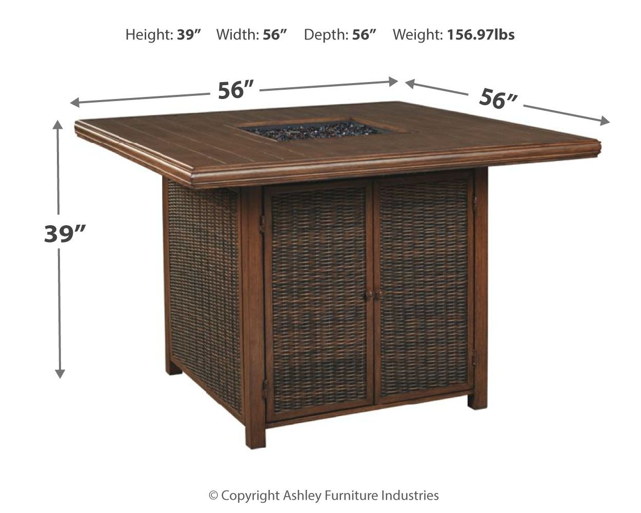 Paradise Trail - Medium Brown - Square Bar Table w/Fire Pit