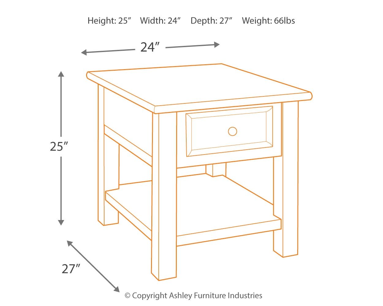 Tyler Creek - Grayish Brown / Black - Rectangular End Table