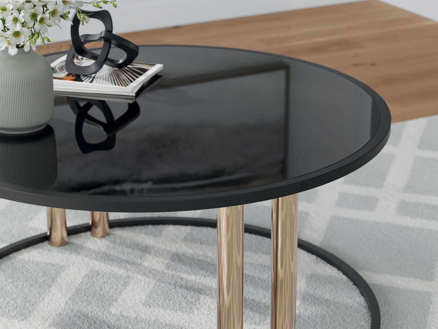 Hannerly - Black / Gold Finish - Occasional Table Set (Set of 3)