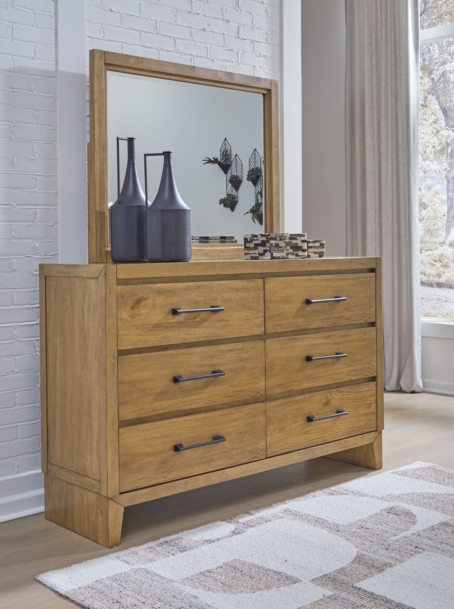 Sherbana - Dresser And Mirror - Light Brown