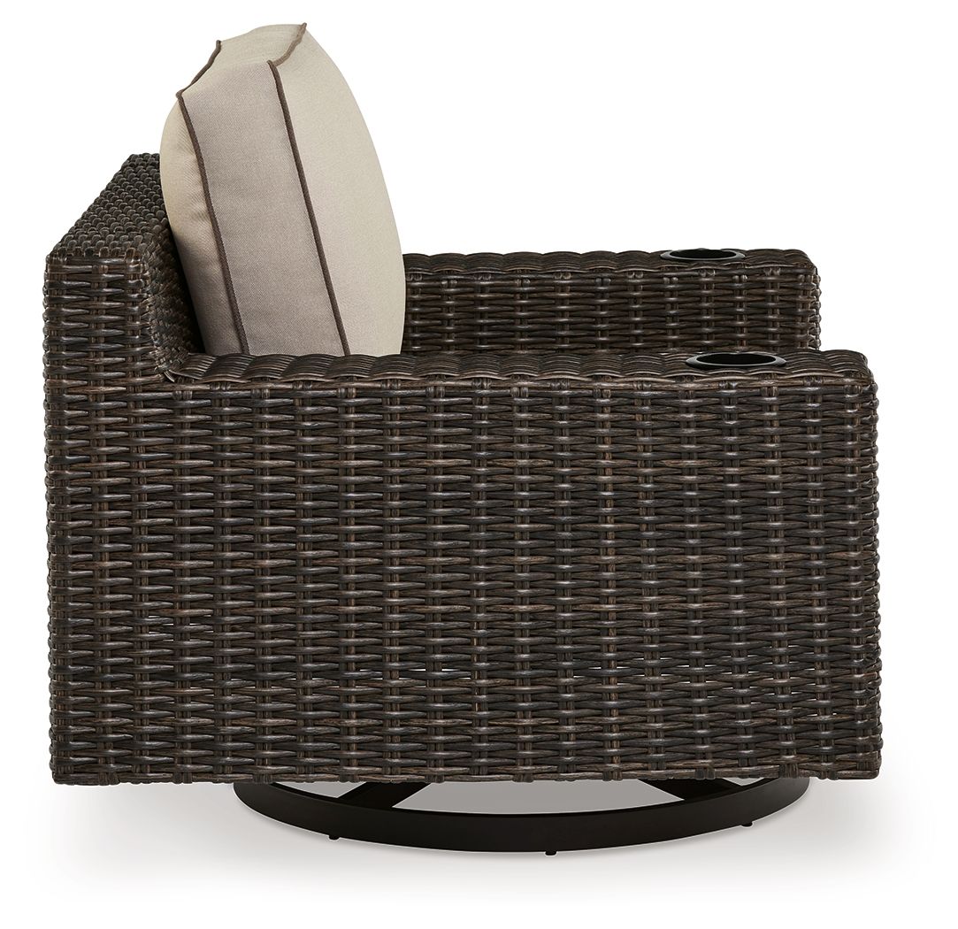Coastline Bay - Swivel Lounge W/ Cushion - Brown