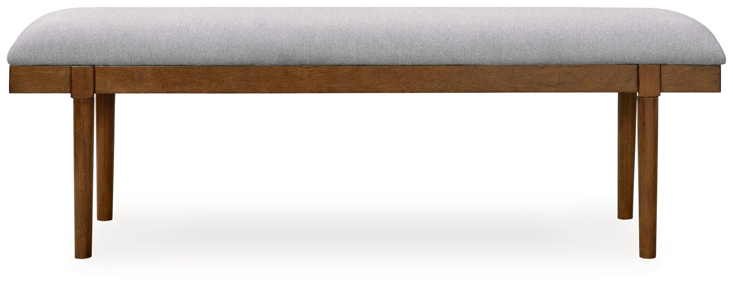 Lyncott - Large Upholstered Dining Room Bench - Gray / Brown