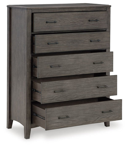 Montillan - Five Drawer Chest - Grayish Brown