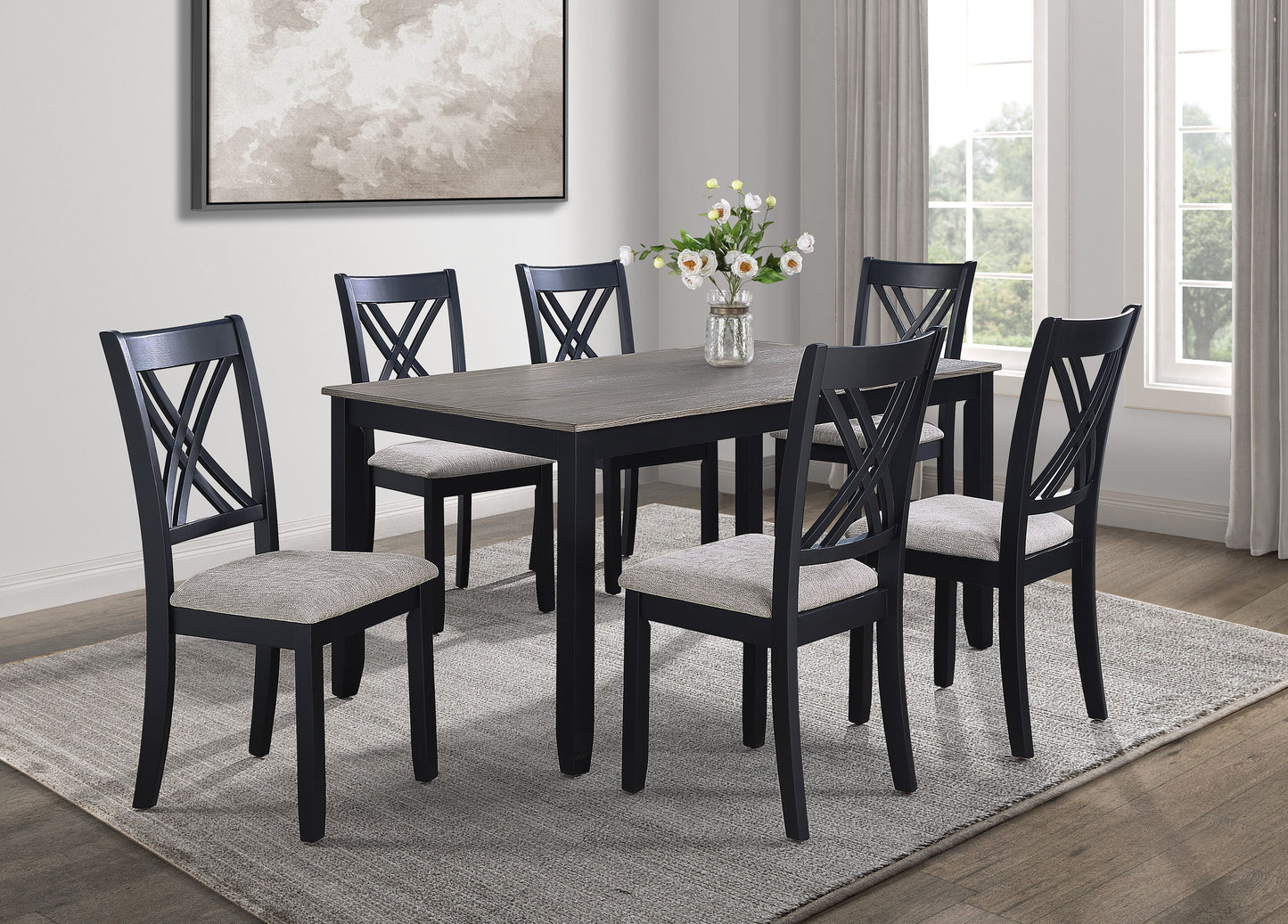 Eloise - 7 Piece Dinette Set - Charcoal / Gray
