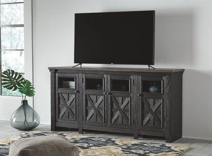 Tyler Creek - Extra Large TV Stand - Black / Gray