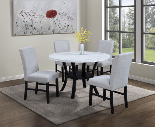 Isla - 5 Piece Dining Room Set - White / Black