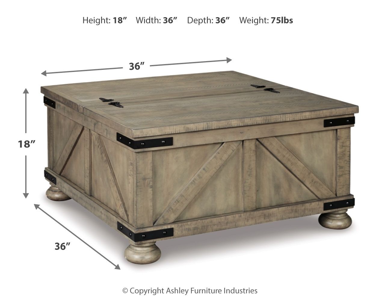 Aldwin - Cocktail Table With Storage - Square - Gray