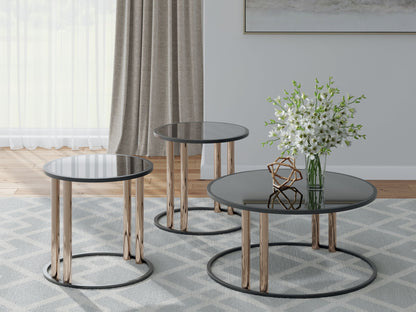 Hannerly - Black / Gold Finish - Occasional Table Set (Set of 3)