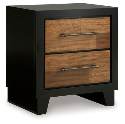 Kraeburn - Two Drawer Night Stand - Brown / Black