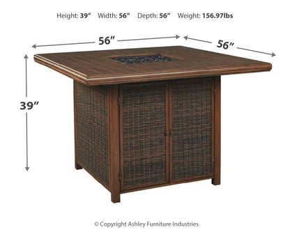 Paradise Trail - Medium Brown - Square Bar Table w/Fire Pit