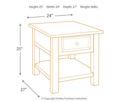 Tyler Creek - Grayish Brown / Black - Rectangular End Table