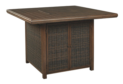 Paradise Trail - Medium Brown - Square Bar Table w/Fire Pit