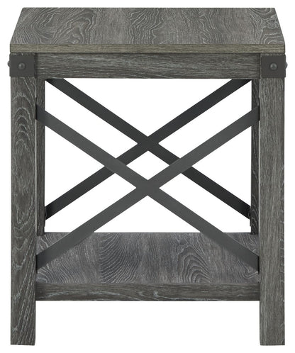 Freedan - Square End Table - Grayish Brown