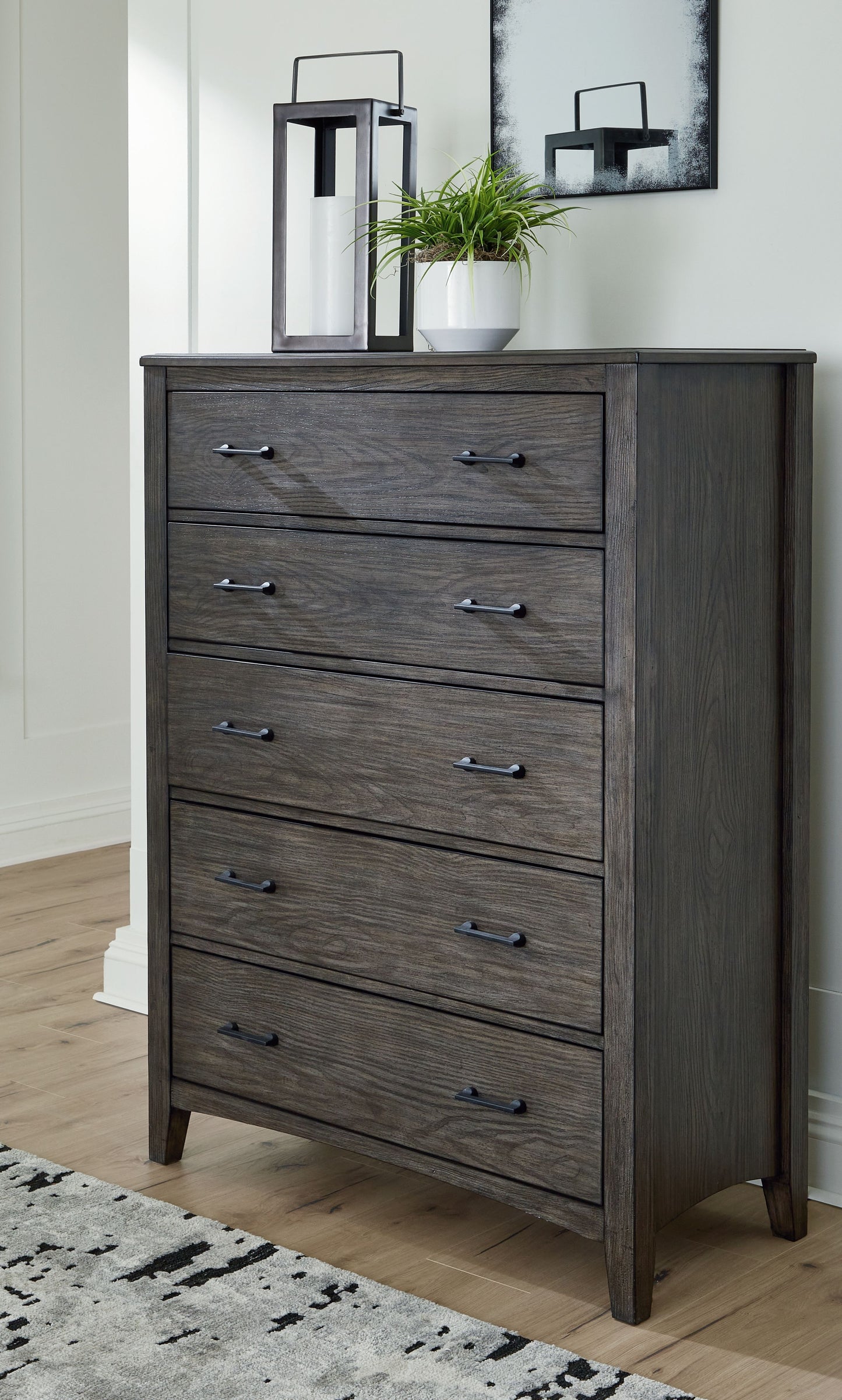 Montillan - Five Drawer Chest - Grayish Brown
